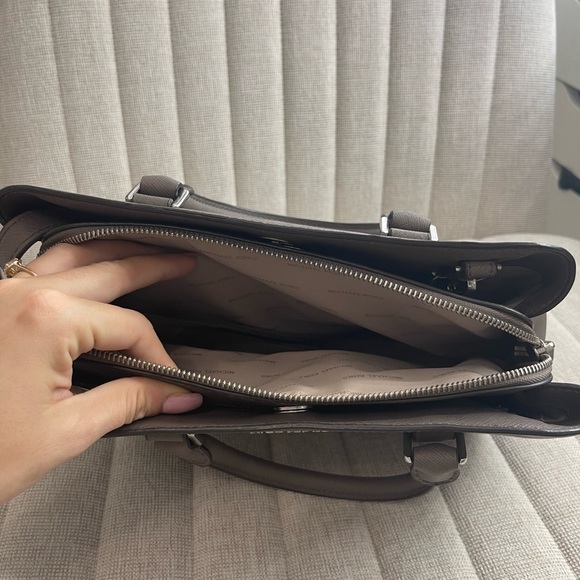 Michael Kors Slate Gray Leather Satchel Bag | MK - Picture 9 of 9